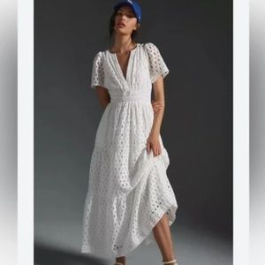 ANTHROPOLOGIE Eyelet Edition : The Somerset Maxi Dress Women's Size M NWT